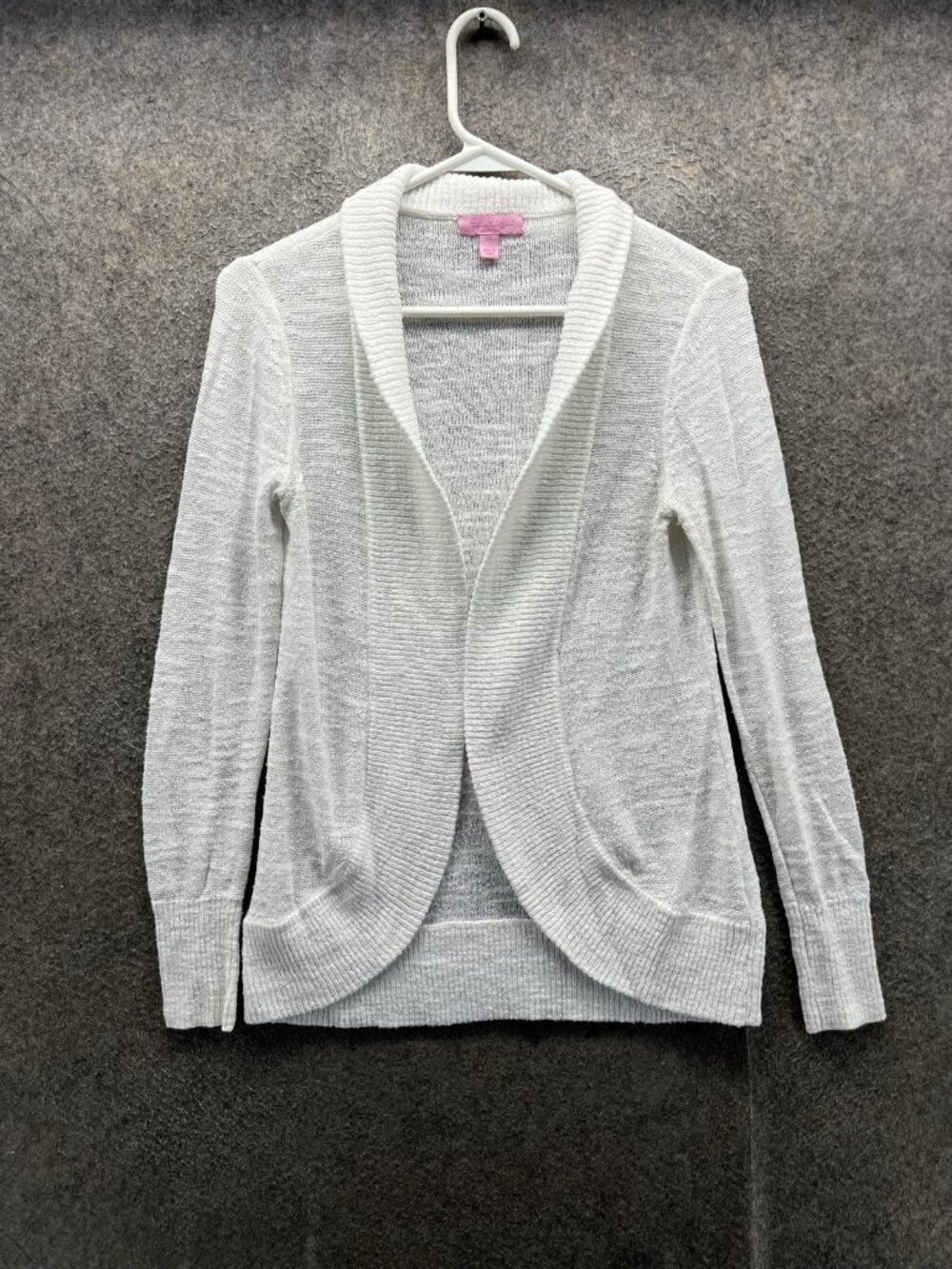 Lilly Pulitzer Cardigan Sweater Womens XS White Collared Open Knit Lightweight